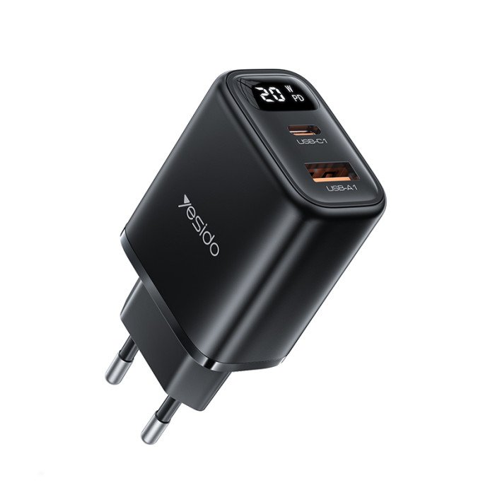 Yesido YC68 PD 20W Fast Charging Dual Port Smart Digital Display EU Digital Fast Charger