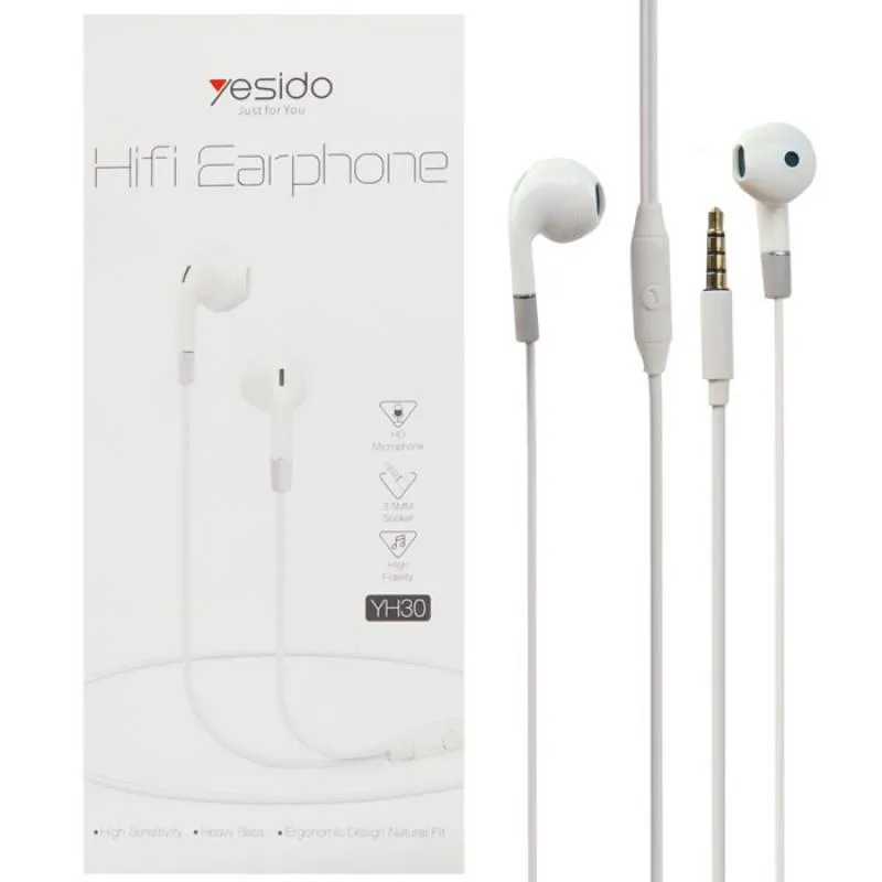 Yesido YH30 Metal Earphone 3.5mm In-Ear Wired Earbuds With Mic Stereo Bass Headphone Headset