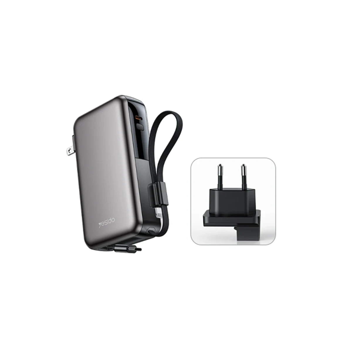 Yesido YP90E 10000mAh AC+DC retractable power bank - EU