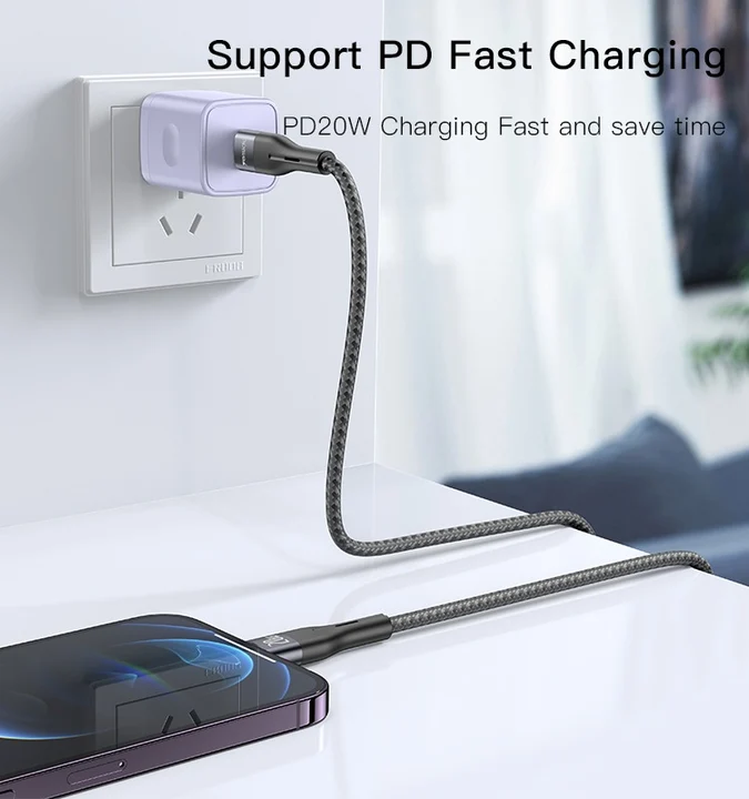 Yesido CA155 20W C to L Cotton Data Cable 1M Aluminum Alloy + Cotton Cable