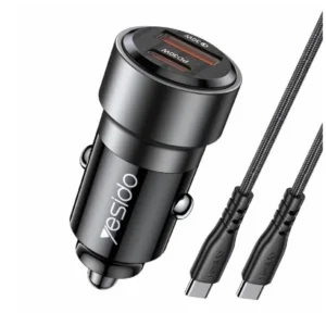 Yesido Y55 60W Fast Charging Car Charger | With TC to TC cable car cigarette lighting port charger adapter