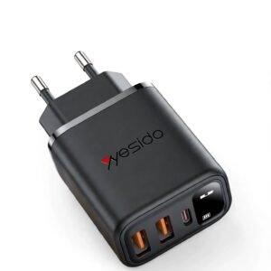 Yesido YC67 Three Charging Ports 17W MAX Charging Smart Digital Display EU Digita Fast Charger